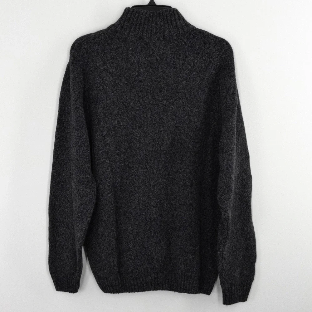 Daniele Blasi Men's Large Wool Quarter Zip Sweater Charcoal Grey Made in Italy